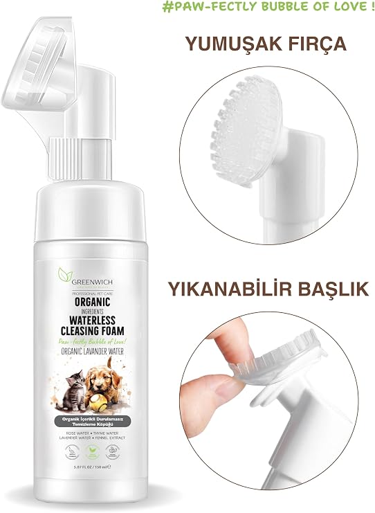 Greenwich Kedi ve Köpek Pati Temizleme Köpüğü 150 ml – Durulama Gerektirmeyen Vegan Temizleme Köpüğü | Günlük Pati Hijyeni ve Pratik Bakım Desteği
