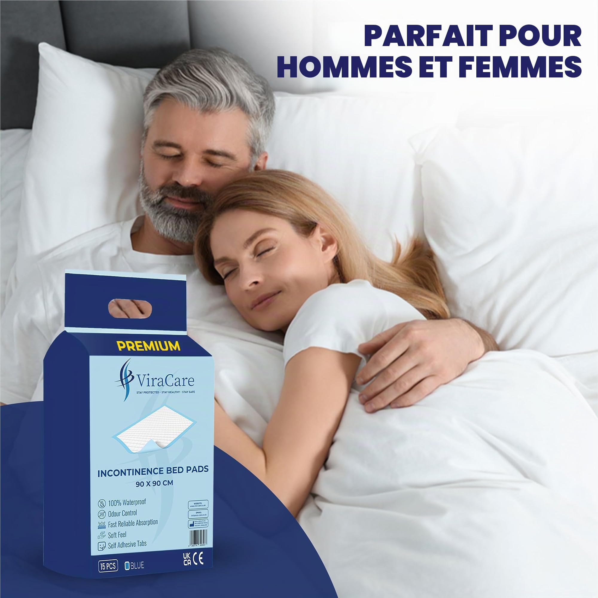 Lot de 15 alèses de lit jetables pour incontinence - 90 x 90 cm - Offre un toucher doux - Pour incontinence - Protection de lit pour enfants - Maternité