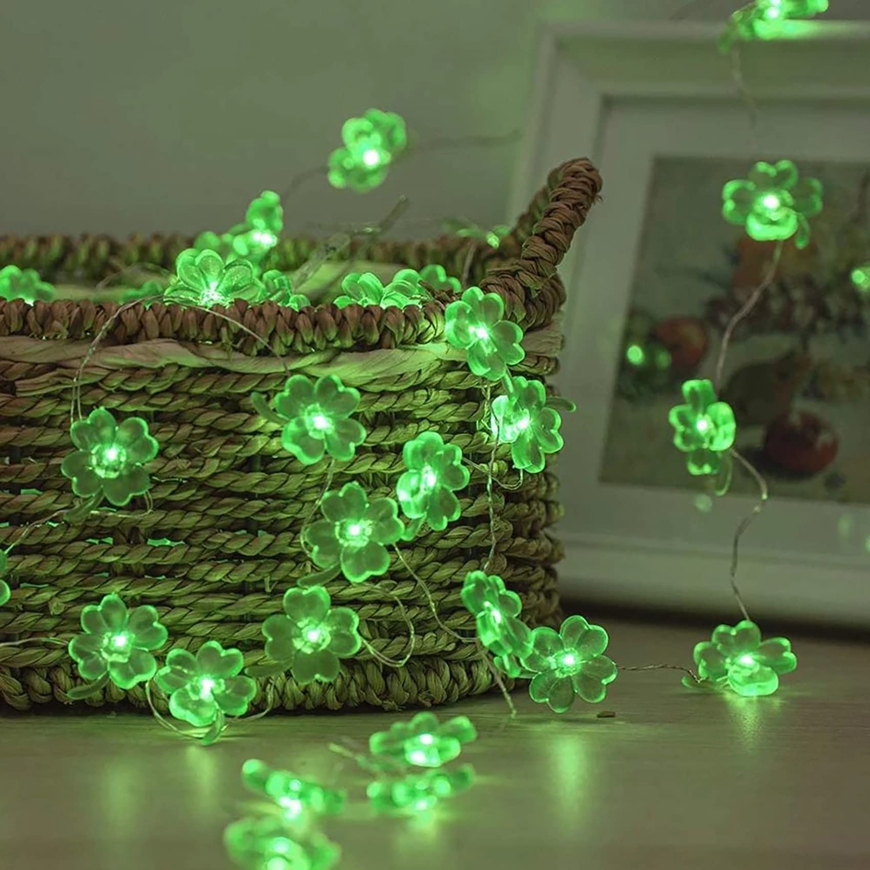 DINOWIN Mushroom Decor Lights Mushroom Lights String Battery Operated with Dimmable Remote Timer 8 Mode LED Fairy Lights for Fall Decorations, Wedding, Bedroom, Thanksgiving Christmas (Clover)
