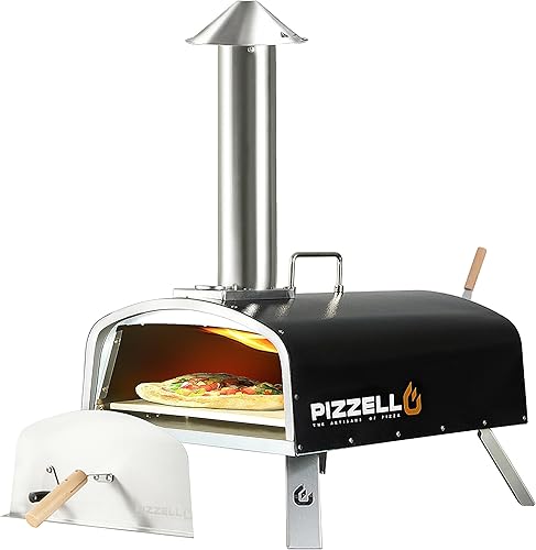 PIZZELLO Horno de pizza para exteriores de 16 pulgadas, multicombustible, multicombustible, grande, de acero inoxidable, con quemador de gas,