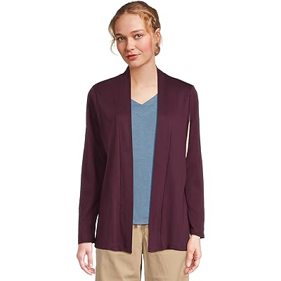L.L.Bean Pima Cotton Open Cardigan With Pockets royal plum