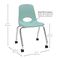 Vista 2 de FDP 10372-SF - Silla escolar móvil de 18 pulgadas con ruedas para niños, adolescentes y adultos; asiento ergonómico para aprendizaje en casa, aula u