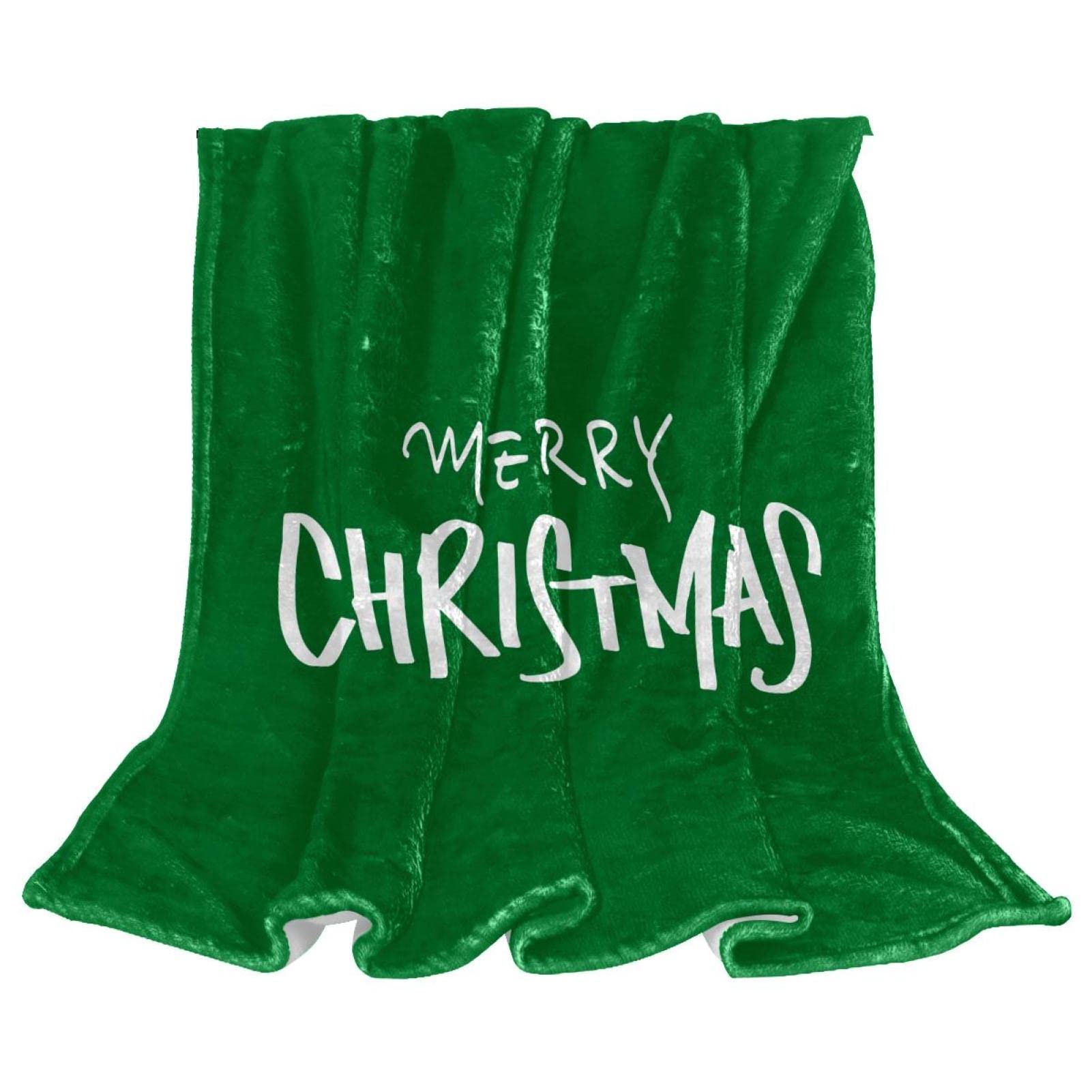 Jeté de canapé en polaire verte Merry Christmas pour vos soirées cocooning au coin du feu