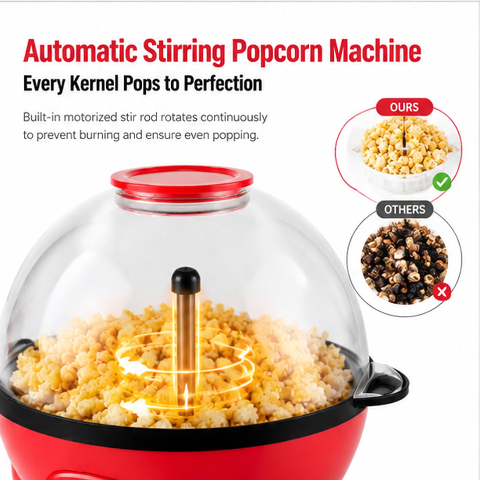 700W elektryczny popcorn maker, pojemność 5L | Włącznik/wyłącznik, łatwa w czyszczeniu powierzchnia, automatyczne mieszanie maszyny do popcornu do kina