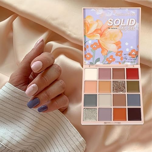 Miniatura 5 de Ipetboom 1 caja de esmalte de uñas de gel sólido, paleta de esmalte de gel de 16 colores, paleta de gel de manicura, geles de esmalte de uñas,