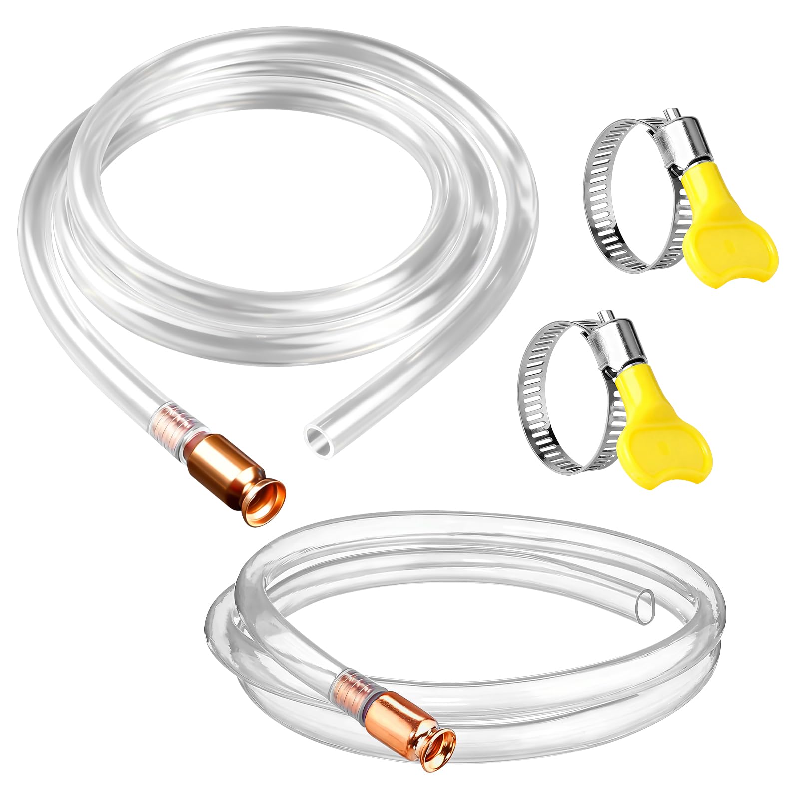 2 tubi di agitazione, 1,8 m/2,5 m, autoadescante, tubo agitatore per benzina, diesel, pompa di trasferimento dell'acqua, con valvola in rame e morsetto per tubo