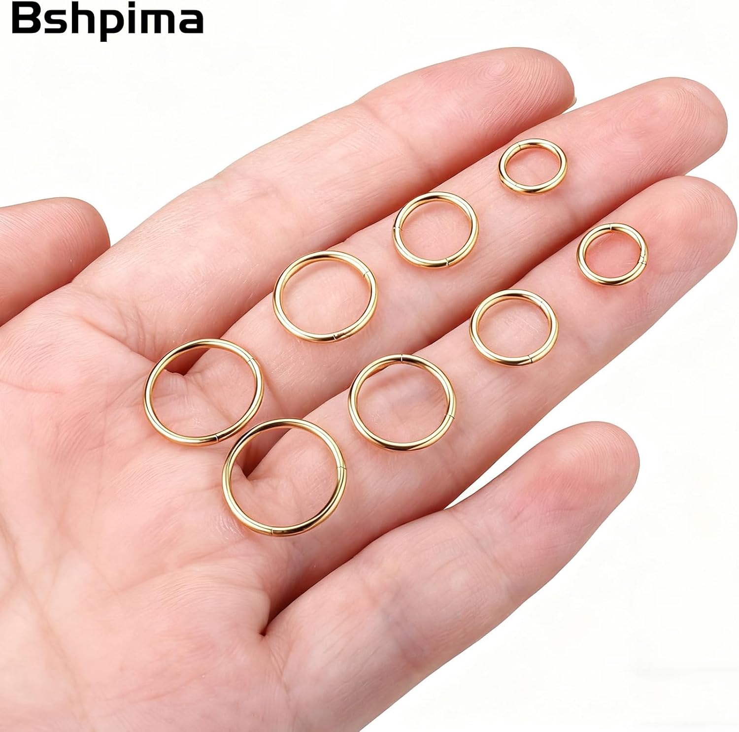 16G 18G Hypoallergenic 316L Surgical Steel Gold Hinged Clicker Segment Hoop - 8Pcs Nose Rings Septum Rings for Nose Cartilage Helix Daith Tragus Sleeper Earrings Lip Nipple Piercing Jewelry for Women Men (6mm 8mm 10mm 12mm) - Image 5