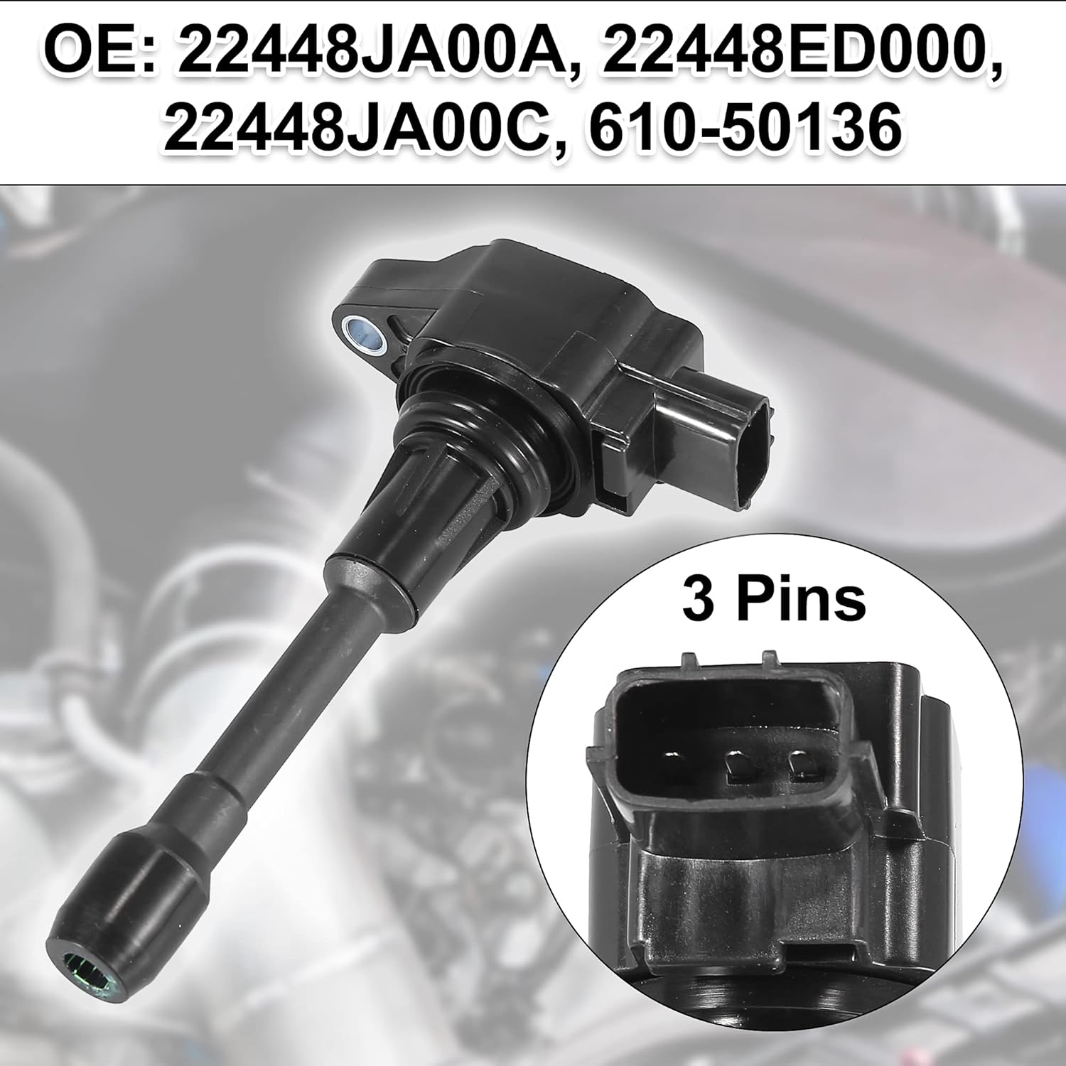 X AUTOHAUX 4pcs Car Ignition Coil Engine Ignition Coil Replacement 22448JA00A 22448-1KT0A for Nissan Altima Rogue for Infiniti QX70 Q70L