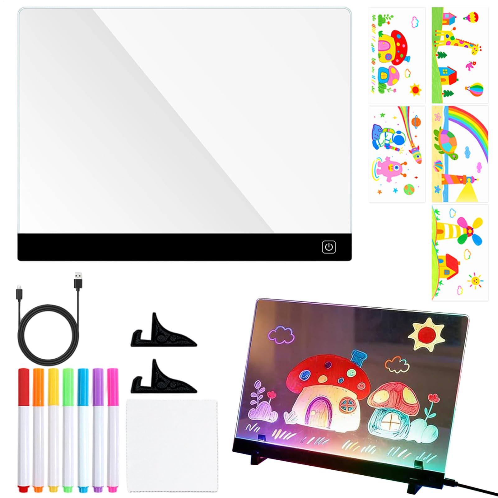 Planche à dessin LED rechargeable avec écran acrylique effaçable - 8