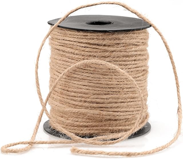 G2PLUS Jute String Twine 3MM, 100M Natural Garden Jute Rope, 3 Ply Art and Crafts Linen String for DIY Craft; Gardening Use