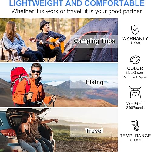 Miniatura 6 de 0 Degree Wearable Sleeping Bag for Adults Compact Lightweight Cold Weather Mummy Sleeping Bags for 2-3 Season Camping Backpacking, Fits 5F  50F,