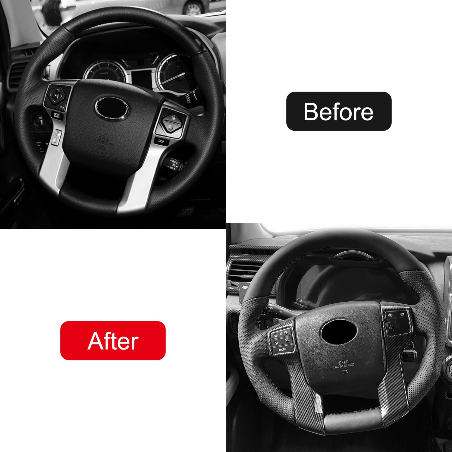 HIGH FLYING for Toyota 4Runner 2010-2024, Tundra 2014-2021 Tacoma 2012-2023 Steering Wheel Replacement Part BLACK Perforated Leather No Strip (No Heating Function)