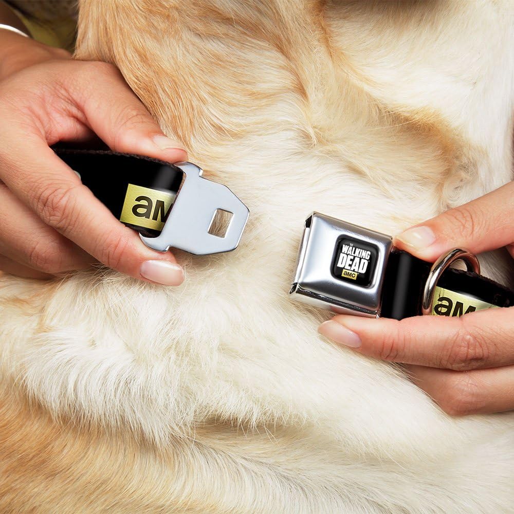 Buckle-Down Seatbelt Buckle Dog Collar - The Walking Dead-Black/Field - 1" Wide - Fits 15-26" Neck - Large