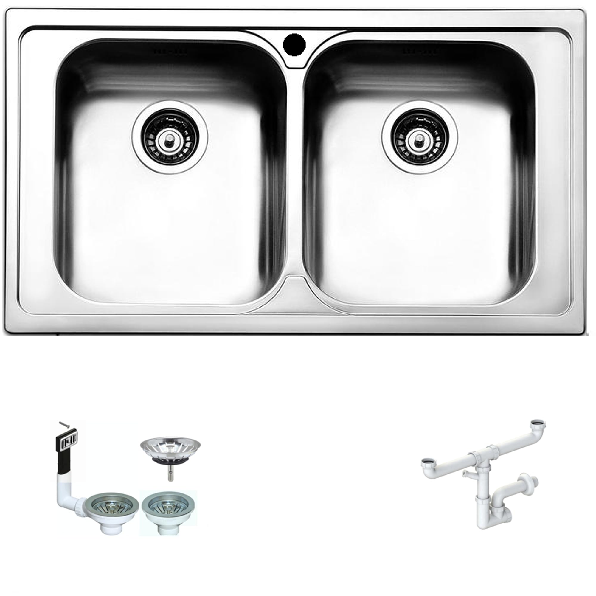 AV862IBC ● Lavello FHULLER Incasso Cucina Anniversario 86X50 2 Vasche 34X40, Spessore Acciaio 7/10 con Vasche Profonde H 19,4 Realizzato in Acciaio Spazzolato Made in Italy