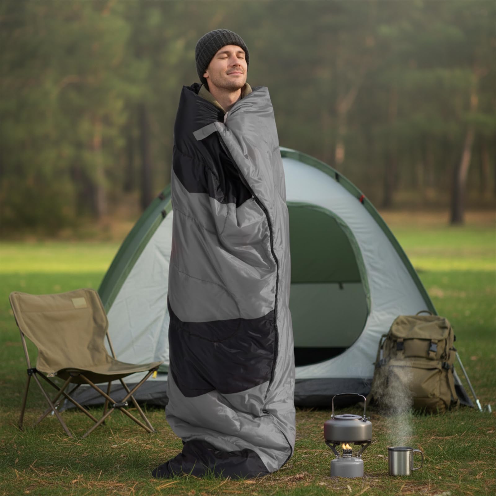 Camping Sleeping Bag Warm Sleeping Bags for Adults Cold Warm Weather Lightweight Waterproof for 3-4 Season Camping Gear