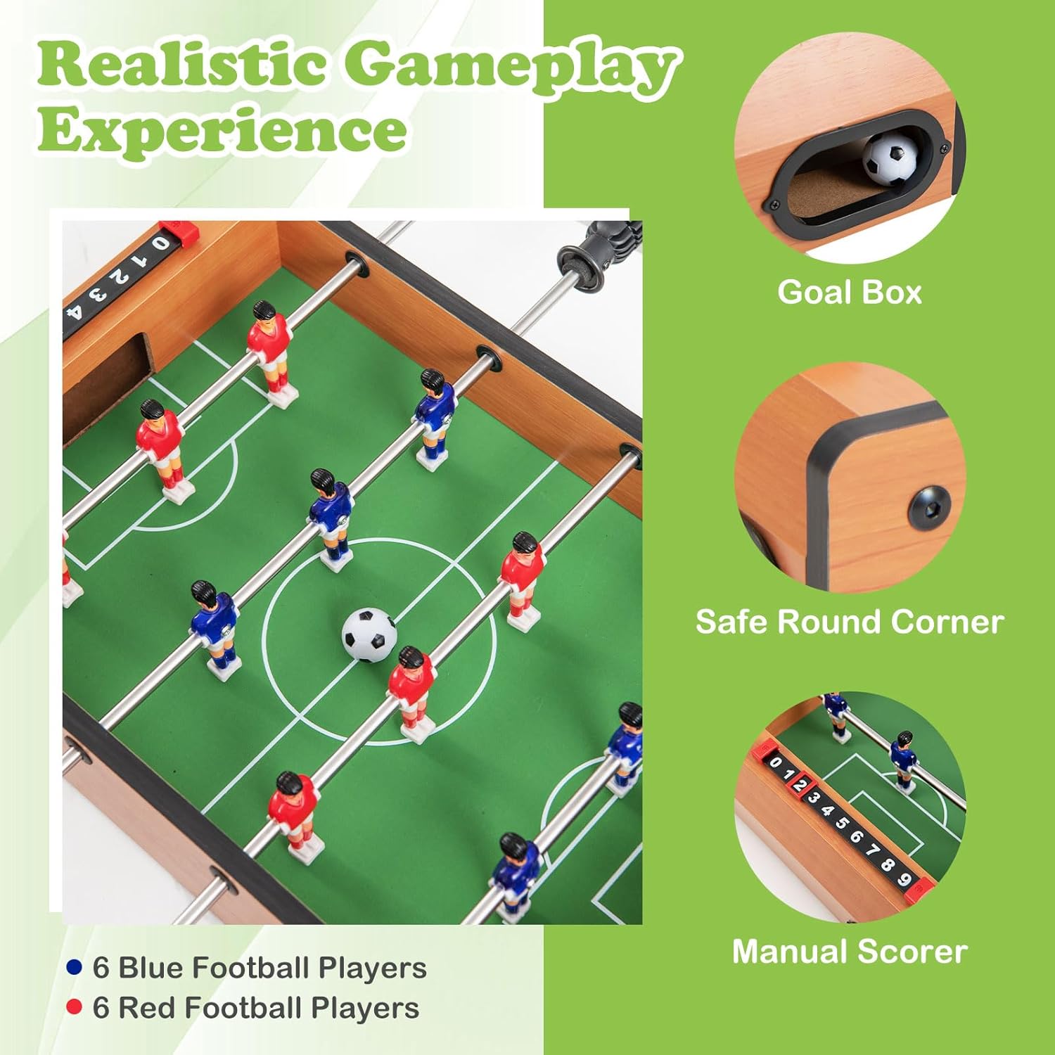 GYMAX Foosball Table, 20" Mini Foosball Table with 2 Balls for Kids, Table Top Foosball for Game Room Home Office Dorm