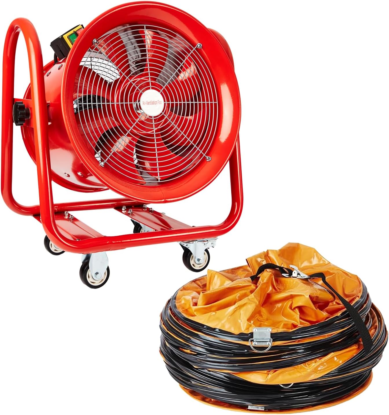 Portable Axial Ventilation Commercial Fume Extractor Blower Fan comes with Free PVC Flexible Duct Hose 5m long & one year Guarantee (16" Inches Fan with Duct)