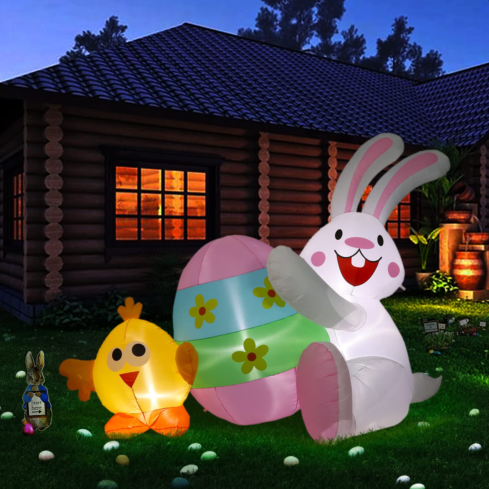 Set De 6 Huevos De Pascua Inflables Para Exterior, Decoración Resistente Al Clima Para Jardín, Patio Y Eventos, Fácil De Guardar