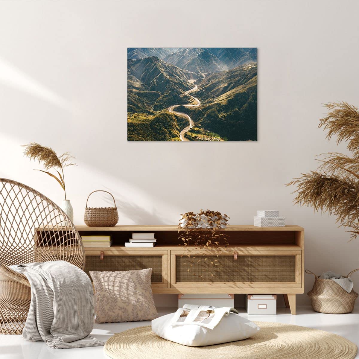 Stampa Su Tela Torrenti Di Montagna 50x70 Cm, Quadro Senza Cornice Per Parete, Decorazione Naturale Per Soggiorno, Camera, Cucina O Ufficio, Verde