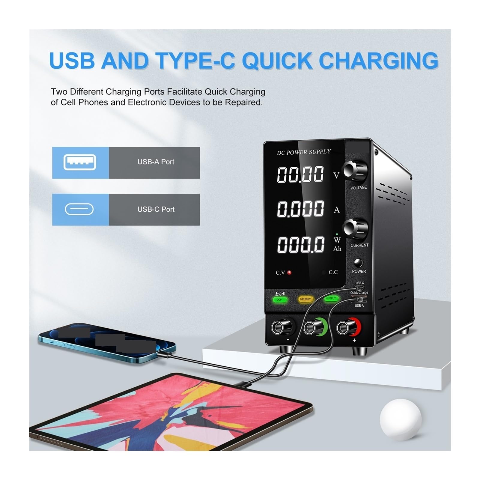 Fuente de alimentación de CC, Fuente De Alimentación CC Ajustable For Cargador Batería Con Interruptor Salida Protección OCP, Ajuste Precisión Del Codificador 30V 10A 5A(SPPS-C3010C 30V10A)