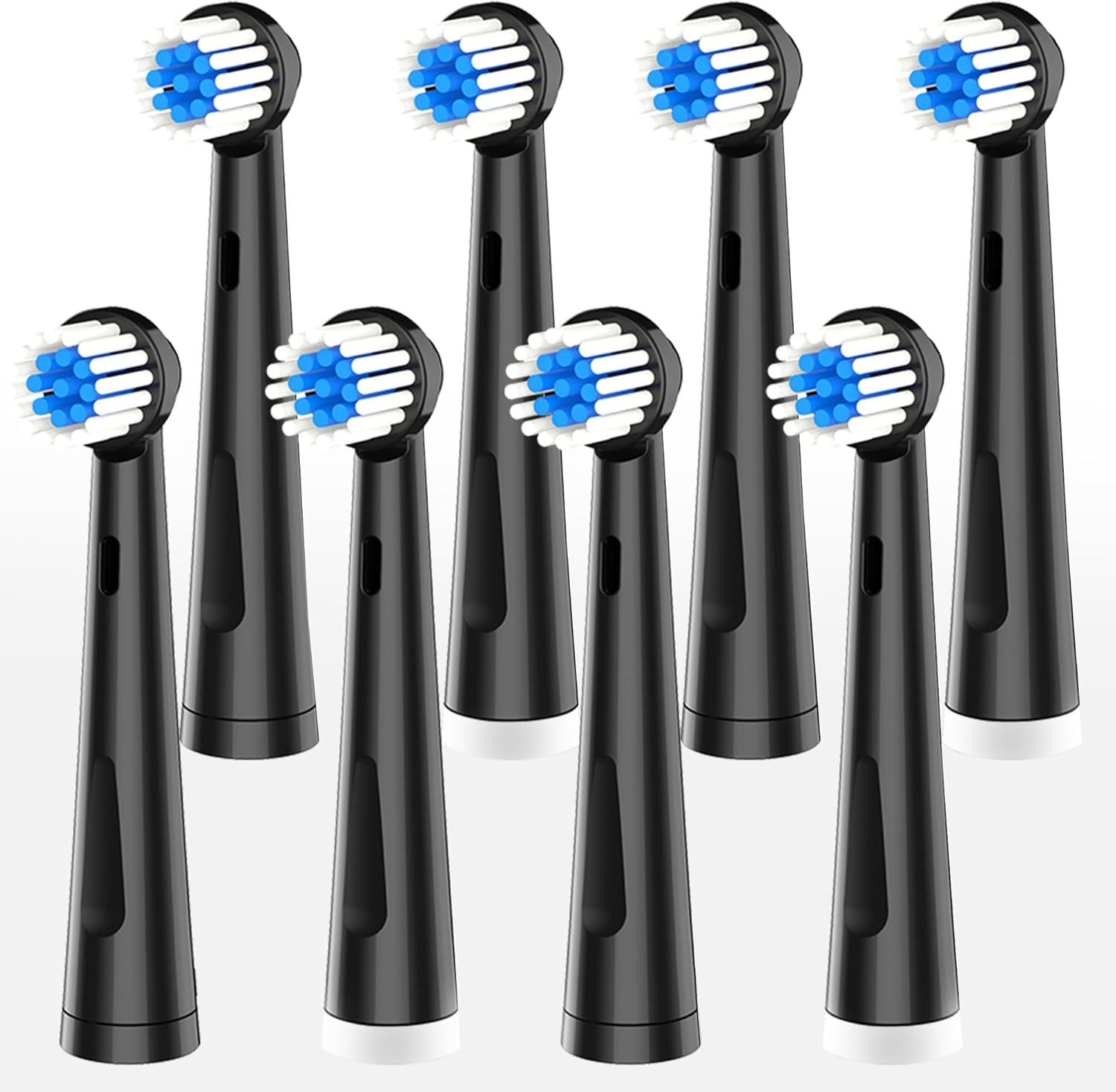 Pursonic Rotating Electric Toothbrush Heads - 8 Pack Electric Toothbrush Replacement Brush Heads for Teeth and Gum Care - Tooth Brush Heads for RET20USB, RET20USB-BK & RET200 (Black)