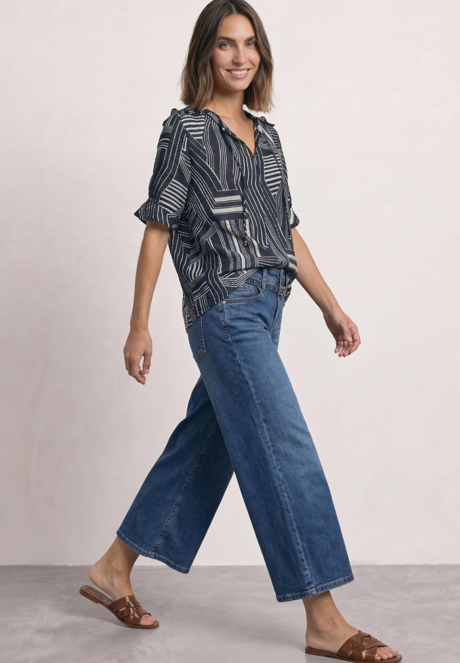 Street One Kurzarm Bluse mit Split Neck und Print