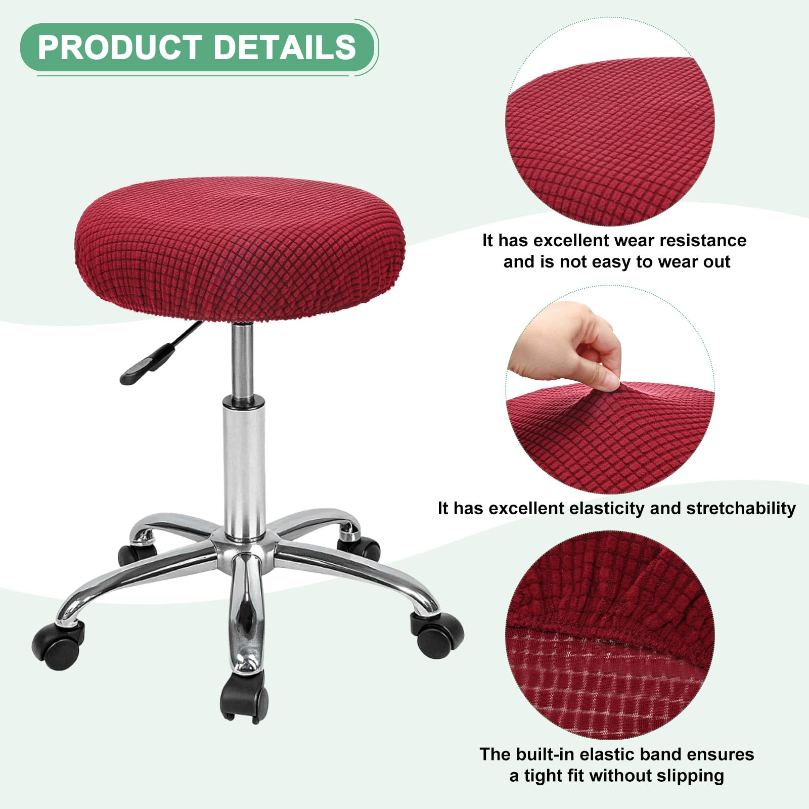 M METERXITY 1-Pack Bar Stool Covers Round - Image 2