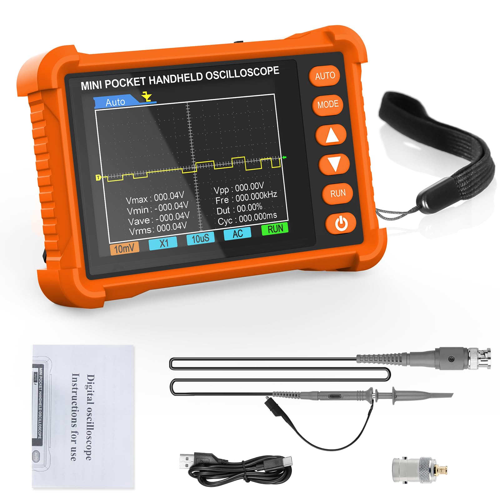 Digitales Oszilloskop Handheld Oszilloskop 2,5MS/s Abtastrate Portable Oscilloscope 500kHz Bandbreite 2,8-Zoll-LCD BildschirmMehrere Triggerfunktionen