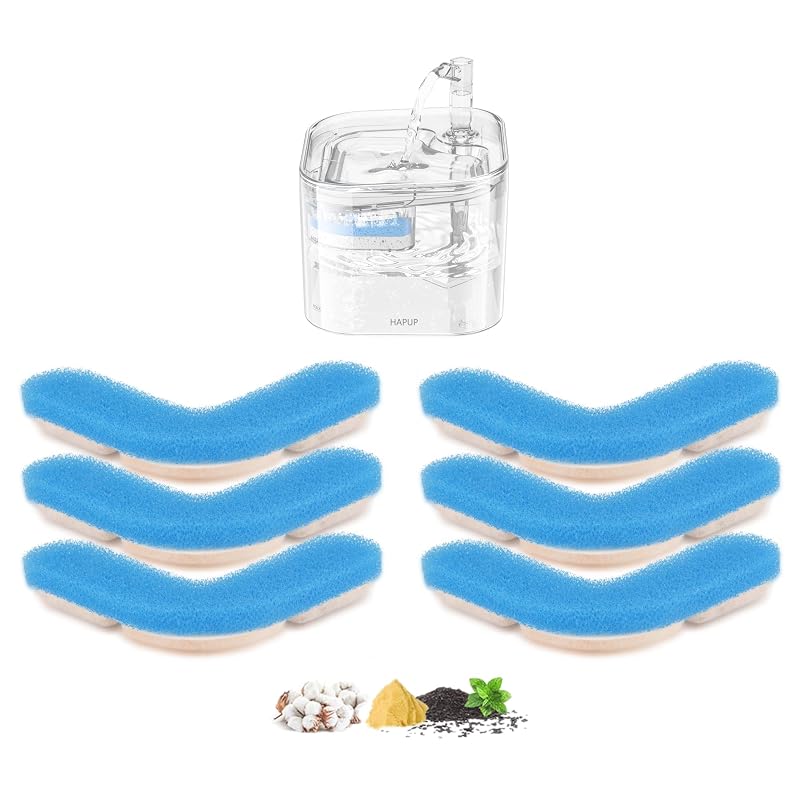 Refil para Fonte de Água HAPUP com Filtro L-shaped Azul e Branco para Fonte de 2,2 L, Pacote com 6
