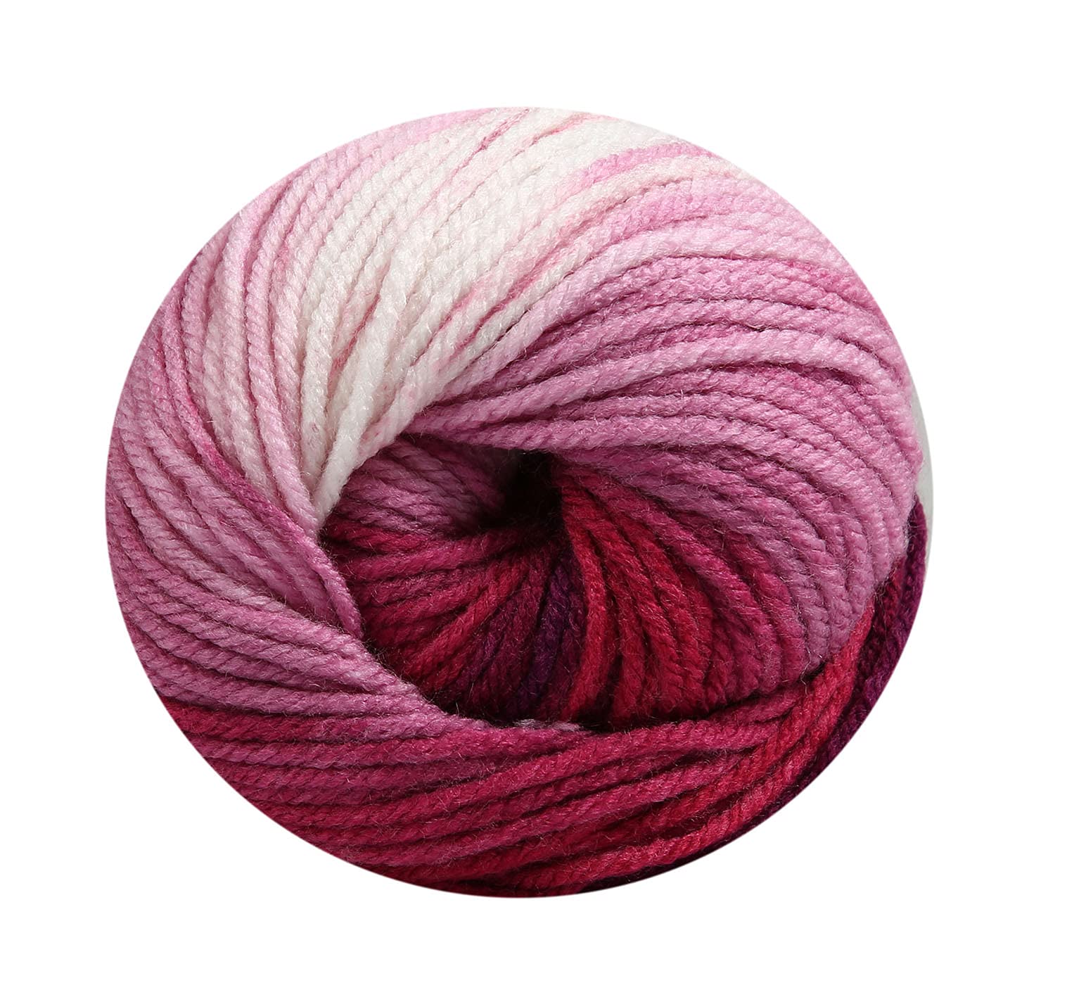 5 x 100 g Wollbiene Batik, 500 g Wool with Colour Gradient, Multicoloured Knitting Wool, Crochet Wool (5300N Berry, White) - Image 4