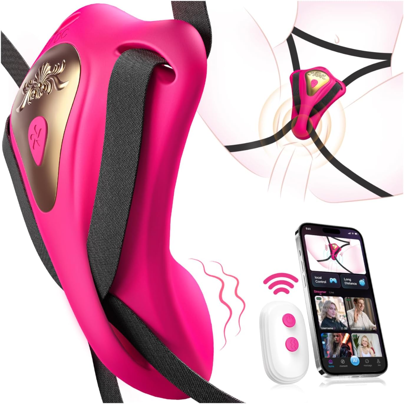 Wearable Vibrator Couples Sex Toys - Adult Toys App Remote Control Butterfly Panty Vibrator with 9 Vibration Modes, Hands-Free Female Sex Toy for Women with Clitoral, Anal & Perineal Stimulation