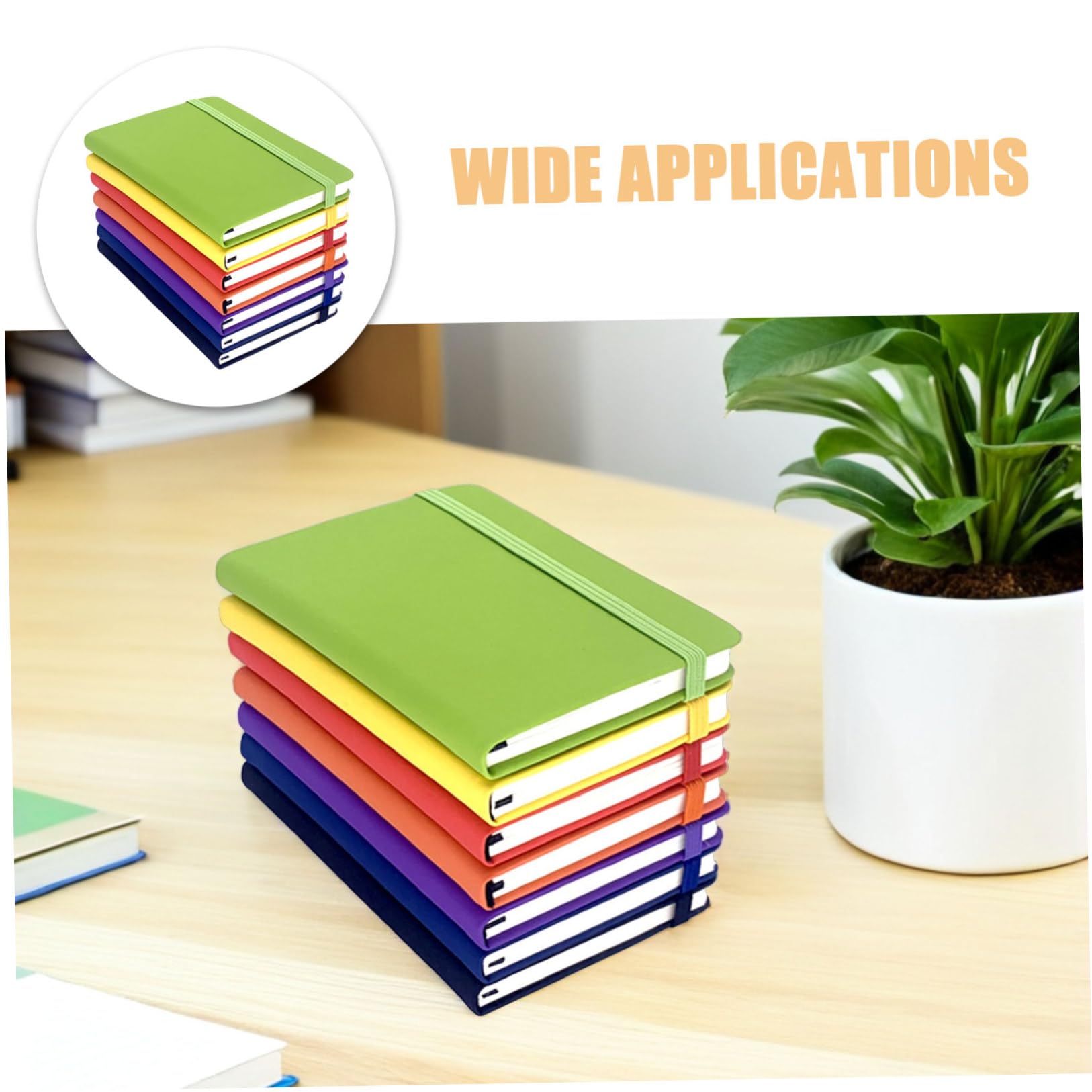 Set da 7 Quaderni Tascabili A6 con Righe, Copertina in Pu e Chiusura Elastica, Blocco Note Portatile per Appunti Scuola e Riunioni, Carta di Qualità per Prevenire Sbavature