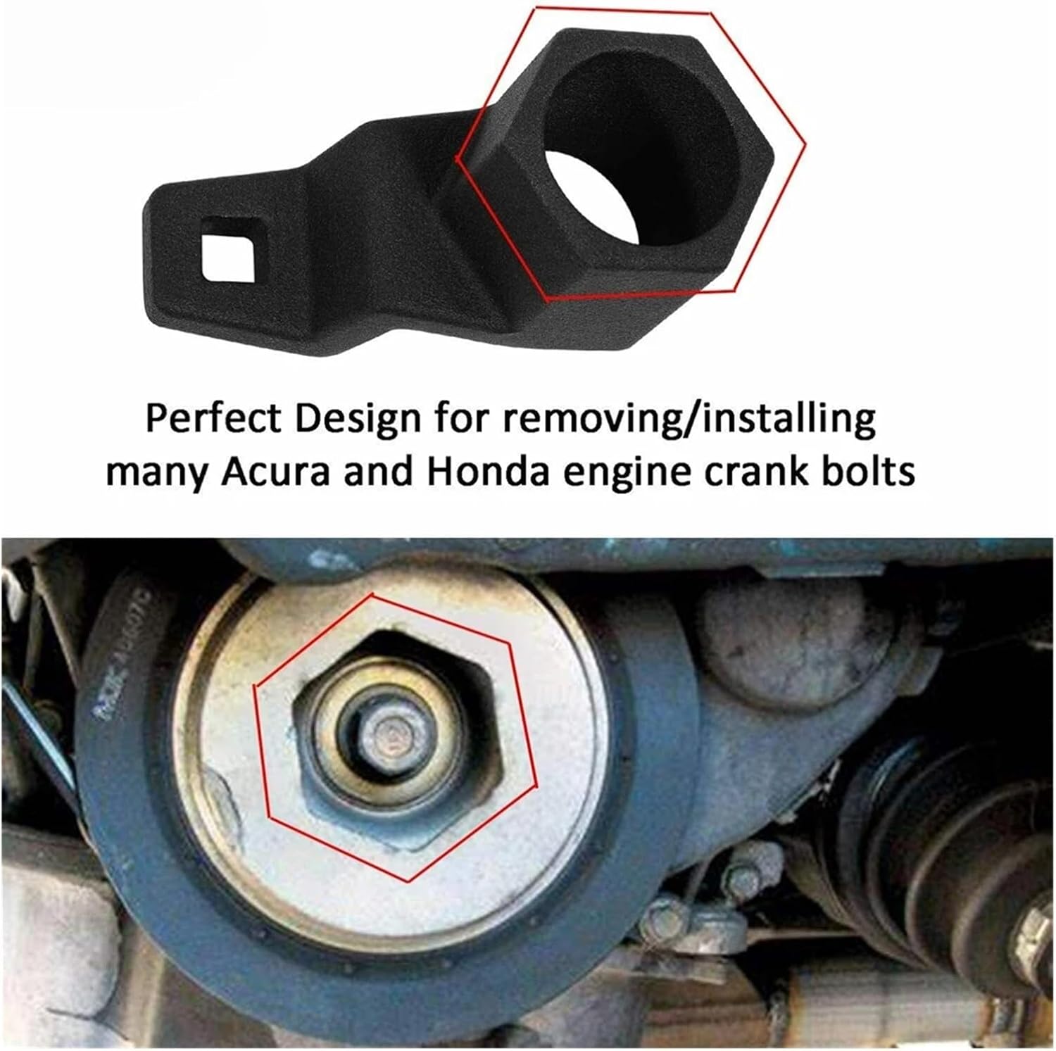 19mm 50mm Hex Crankshaft Crank Pulley Holding Wrench Socket Tool Compatible with Acura Civic