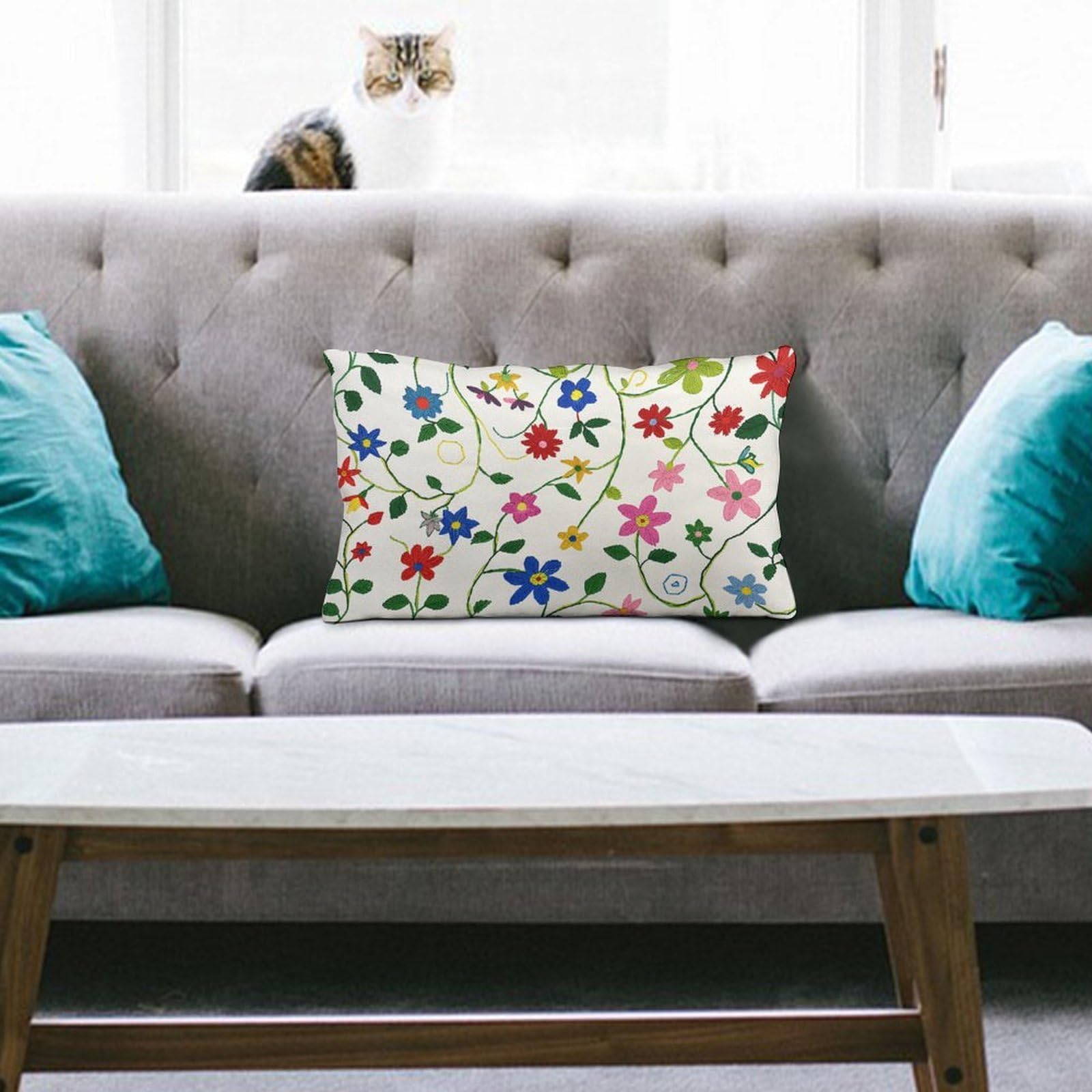 NTVOWPZO Decoration Throw Pillow Covers 8"x12" Pillowcases Covers Vine Flower Pattern Soft Pillowcases Modern Farmhouse Home Decor Sofa Cushions Covers for Couch Bed Living Room