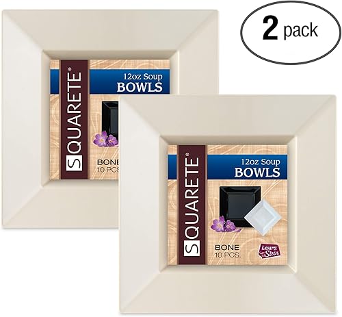 Miniatura 4 de Squarete - Cuencos cuadrados de 5 onzas para postre de fiesta de hueso, resistentes, elegantes, desechables, de 5 onzas, cuadrados marfil, 10