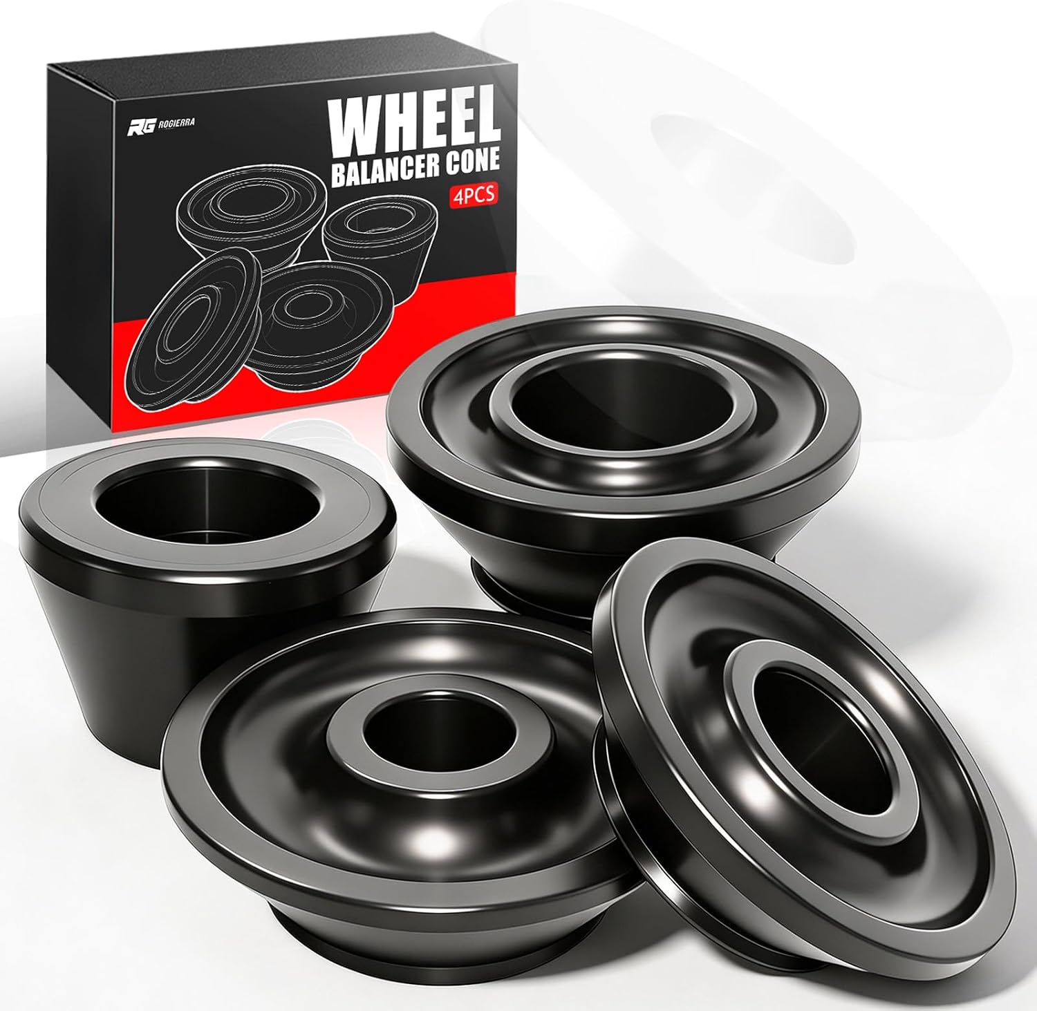 Tire & Wheel Balancer Cone Set, 4pcs #45 Carbon Steel Balancing Machine Cones Adapter Kit, Standard Taper Cone for 36MM Shaft, 1.77-5.39" Fit Car Truck SUV
