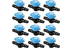 Drip Irrigation 1/2" Barbed Valve: 12 Pack Inline Ball Shut Off Valve...