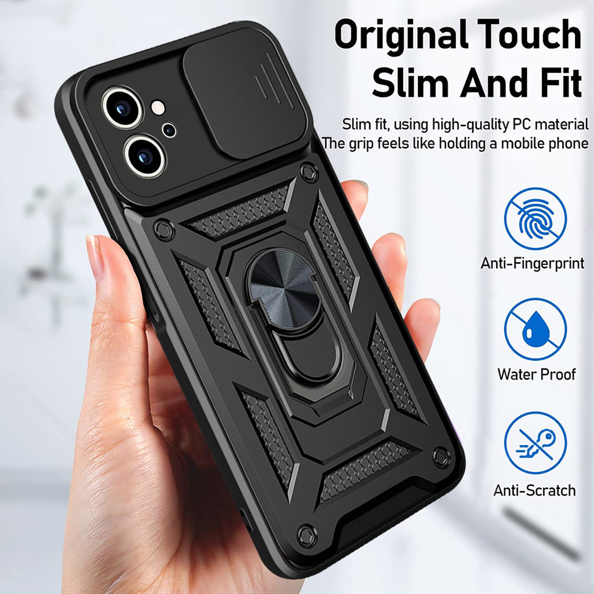 JNERBUYI Bumper Cover per Motorola Moto G32 con Anello, Custodia Protettiva con Anello Magnetico a 360°, Staffa Auto collegabile. Guscio Antiurto. Rosso