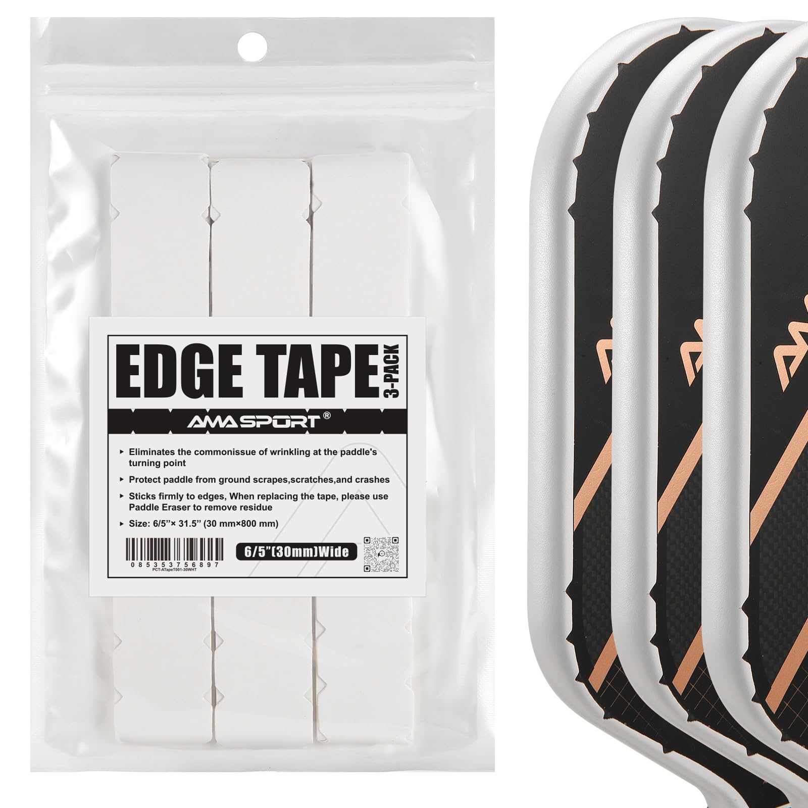 PICKLETECH Pickleball Paddle Protection Tape - Paddle Head Edge Guard - Racket Edge Protection Tape -Fit Perfectly Curved Edge -No Wrinkling