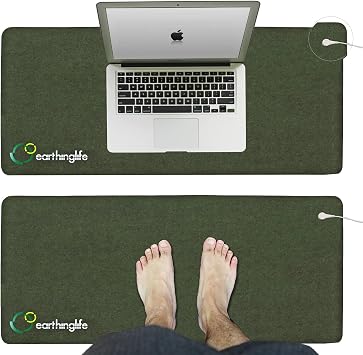 Earthinglife Premium Grounding Mat for Foot&Desk Use High Condcutive Suede Microfiber Soft Touch Skin Friendly Durable Material with Grounding Cord for Home&Office