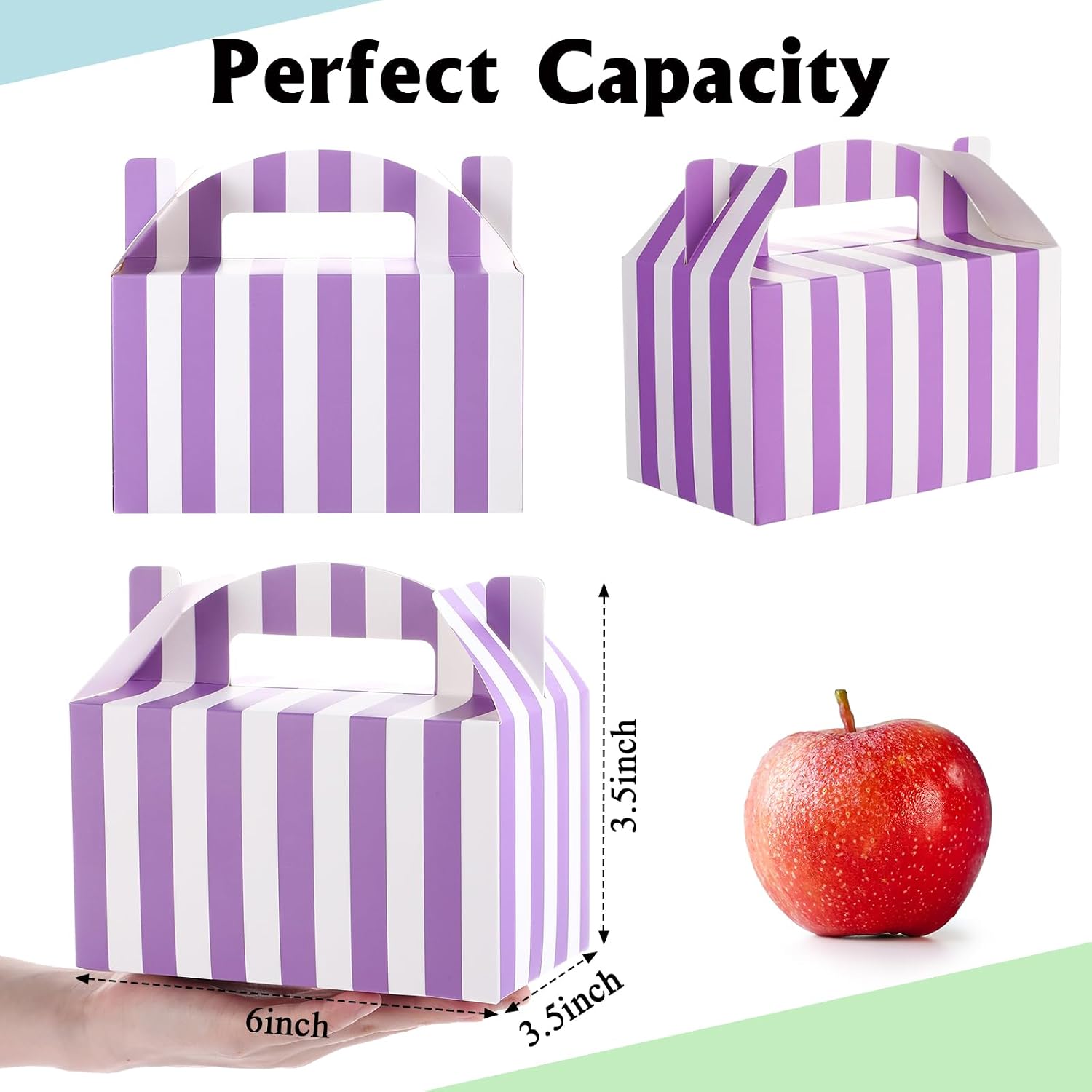 Skyygemm 24 Pcs Carnival Treat Boxes Circus Gable Gift Box Rainbow Pastel Striped Paper Favors Snack Goodie Boxes for Birthday Carnival Theme Party Decorations, 6 x 3.5 x 3.5 Inch
