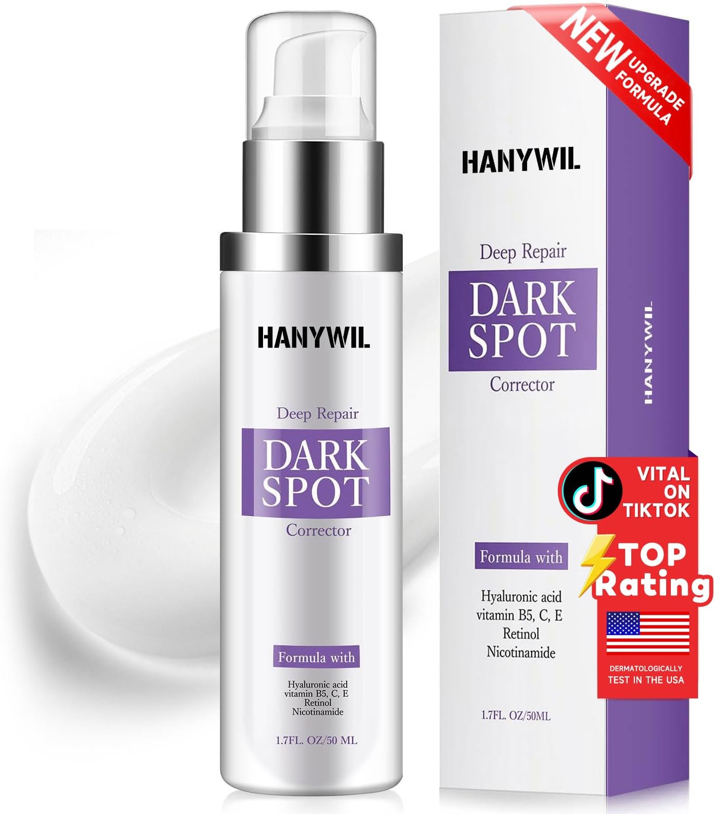 HANYWIL Dark Spot Remover for Face & Body Serum with Retinol & Niacinamide - Corrects Melasma, Sun & Age Spots, Hyperpigmentation Treatment for All Skin, Dermatologist Tested (1.7 Fl Oz)