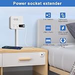 Electrical Outlet Extender Stick, 180° Rotating Surge Protector Power Strip, Featured 3 AC and 4 USB Ports, Multi Plug Wall Outlet Splitter | Ideal for Behind Couches, Nightstands, Desks | White