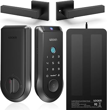 Lockin Venoris Palm Vein Smart Lock + Solar Panel+Lockin Entry Door HandleSquare