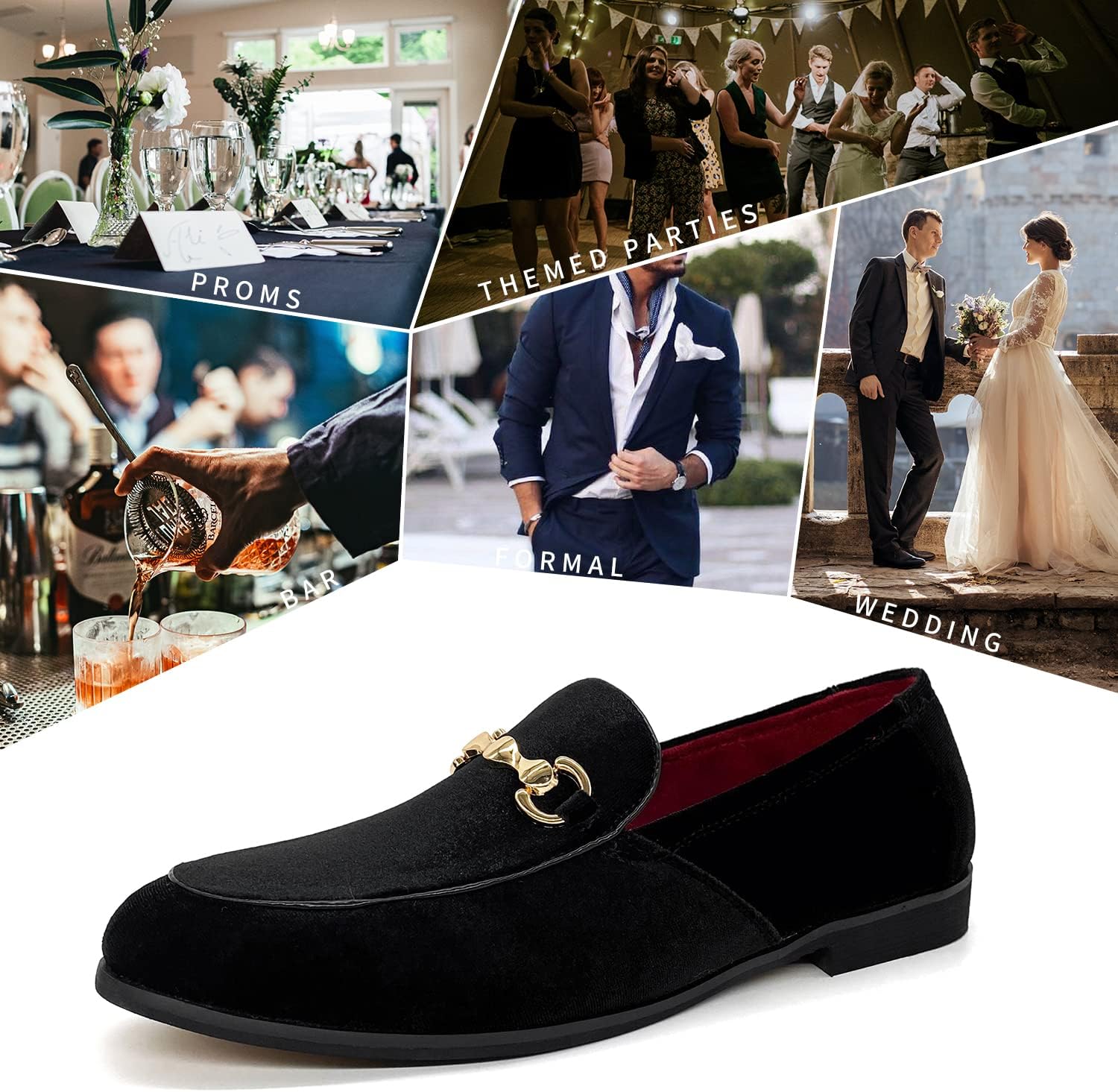 MHB Men's Multiple Colors Velvet Loafer Slip-on Tuxedo Dress Shoes Glitter Suede Smoking Slipper - Image 3