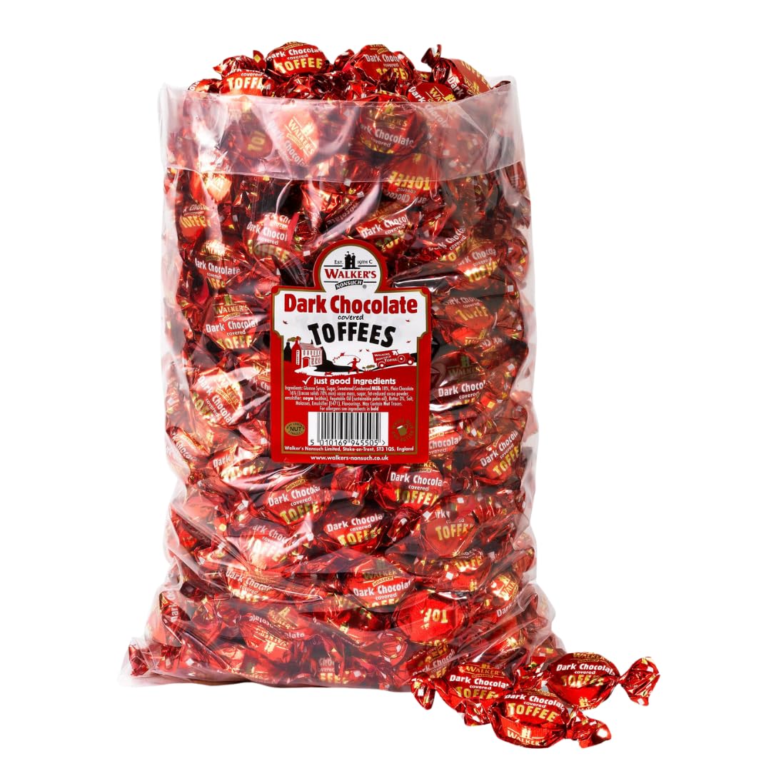 Walkers Dark Chocolate Toffee | 2.5kg Bulk Bag | Rich & Creamy Individually Wrapped Treats