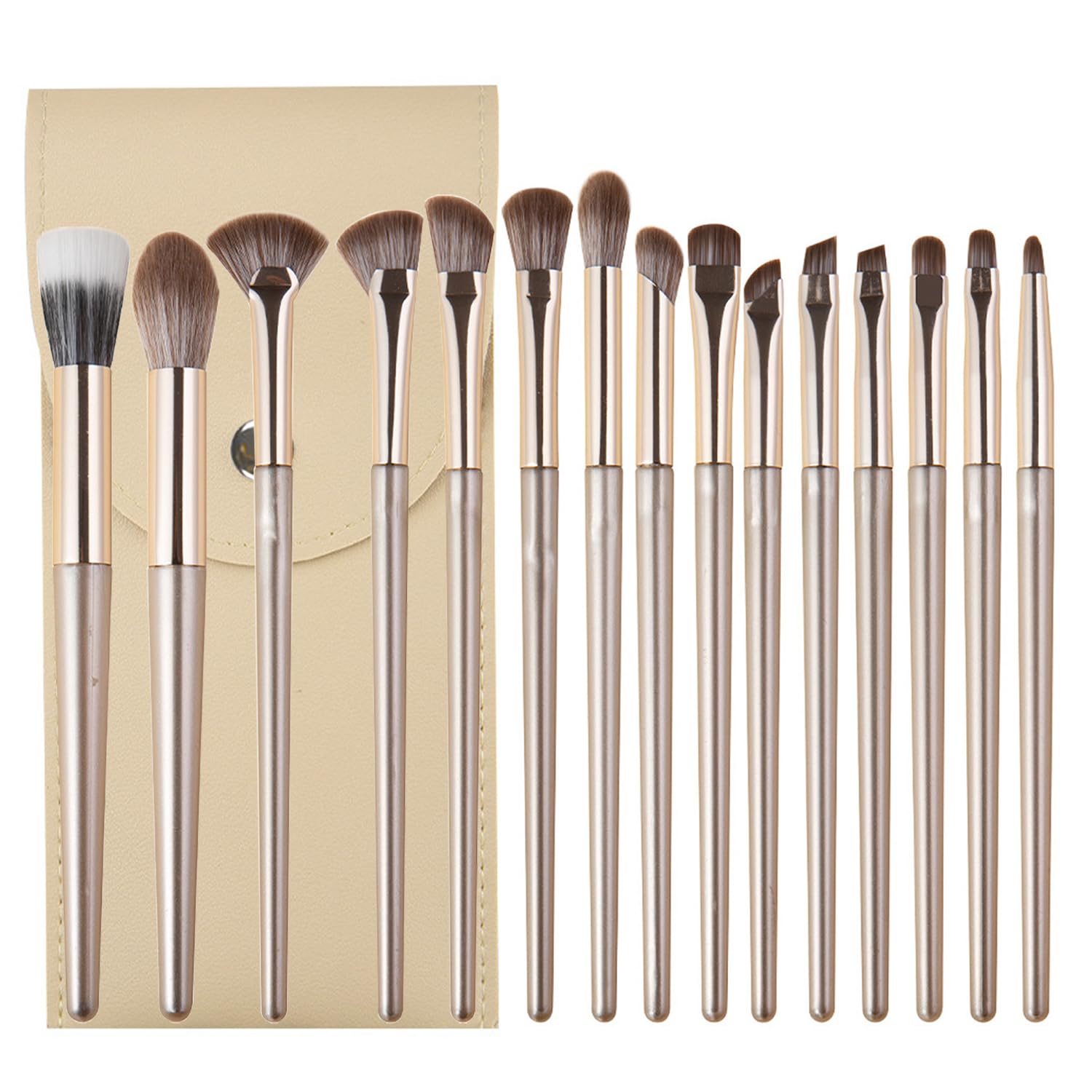 Pinceles de Maquillaje (15 Piezas), Con bolsa de maquillaje Brochas de maquillaje profesionales, Para Colorete, Base Líquida, Delineador de Ojos, Sombra de Ojos