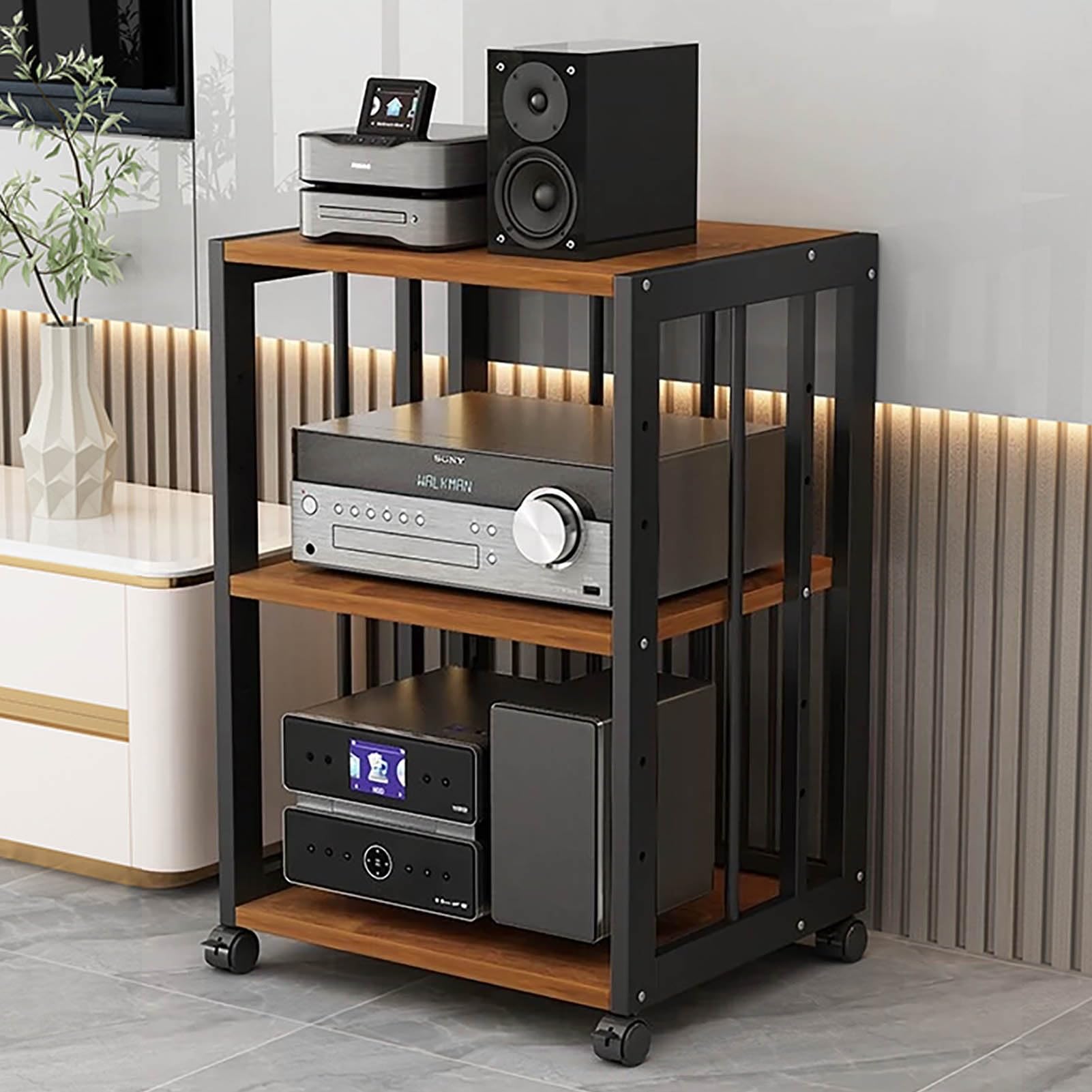 Étagère ouverte moderne en acier robuste marron et noir, l'excellence du mobilier durable