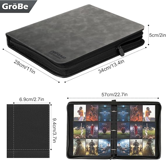 Trading Card Album 540 Cards - Scrapbook with Zip 30 Pages Portable Waterproof Cards Book Large Compatible with Sports Cards Ninjago MTG 30 Pieces Page