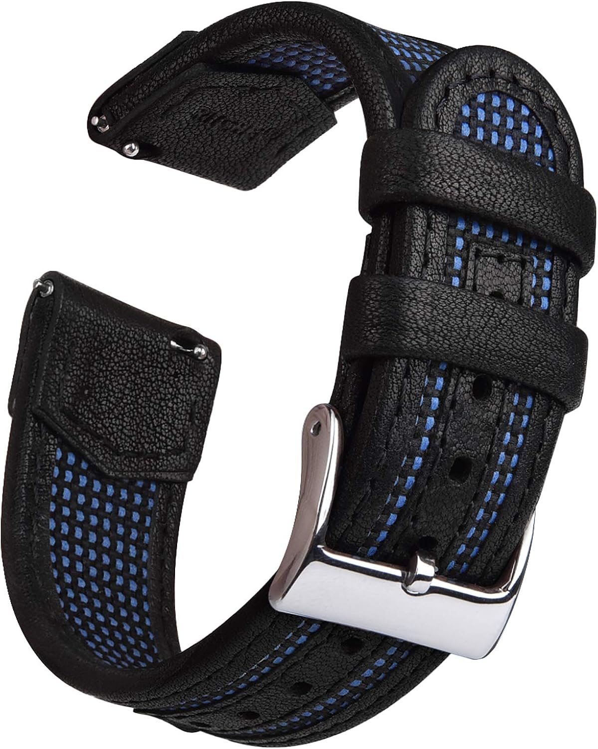 Ritche Leather with Nylon Watch Band - 18mm 20mm 22mm Quick Release Watch Bands for Men Women Compatible with Invicta Timex Seiko Fossil Watch Strap
